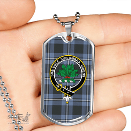 ScottishPlaid Irvine Weathered Clan Tartan Dog Tag Necklace - Crest Classic Scottish Plaid Tartan Plaid