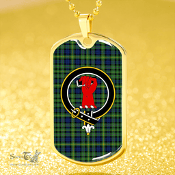 ScottishPlaid MacBride Modern Clan Tartan Dog Tag Necklace - Crest Classic Scottish Plaid Tartan Plaid