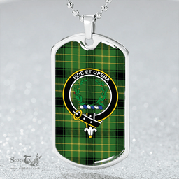 ScottishPlaid MacArthur 1815 #2 Ancient Clan Tartan Dog Tag Necklace - Crest Classic Scottish Plaid Tartan Plaid