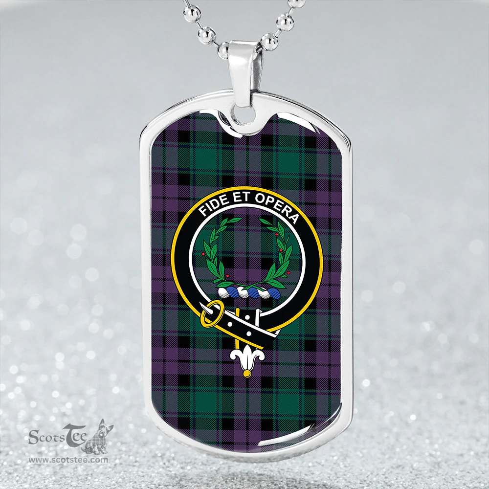 ScottishPlaid MacArthur of Milton Modern Clan Tartan Dog Tag Necklace - Crest Classic Scottish Plaid Tartan Plaid