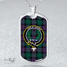 ScottishPlaid MacArthur of Milton Modern Clan Tartan Dog Tag Necklace - Crest Classic Scottish Plaid Tartan Plaid