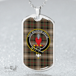 ScottishPlaid Logan #8 Ancient Clan Tartan Dog Tag Necklace - Crest Classic Scottish Plaid Tartan Plaid