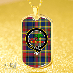 ScottishPlaid MacBeth Modern Clan Tartan Dog Tag Necklace - Crest Classic Scottish Plaid Tartan Plaid