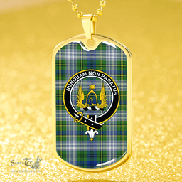 ScottishPlaid Johnstone Dress (Johnson Dress) Modern Clan Tartan Dog Tag Necklace - Crest Classic Scottish Plaid Tartan Plaid