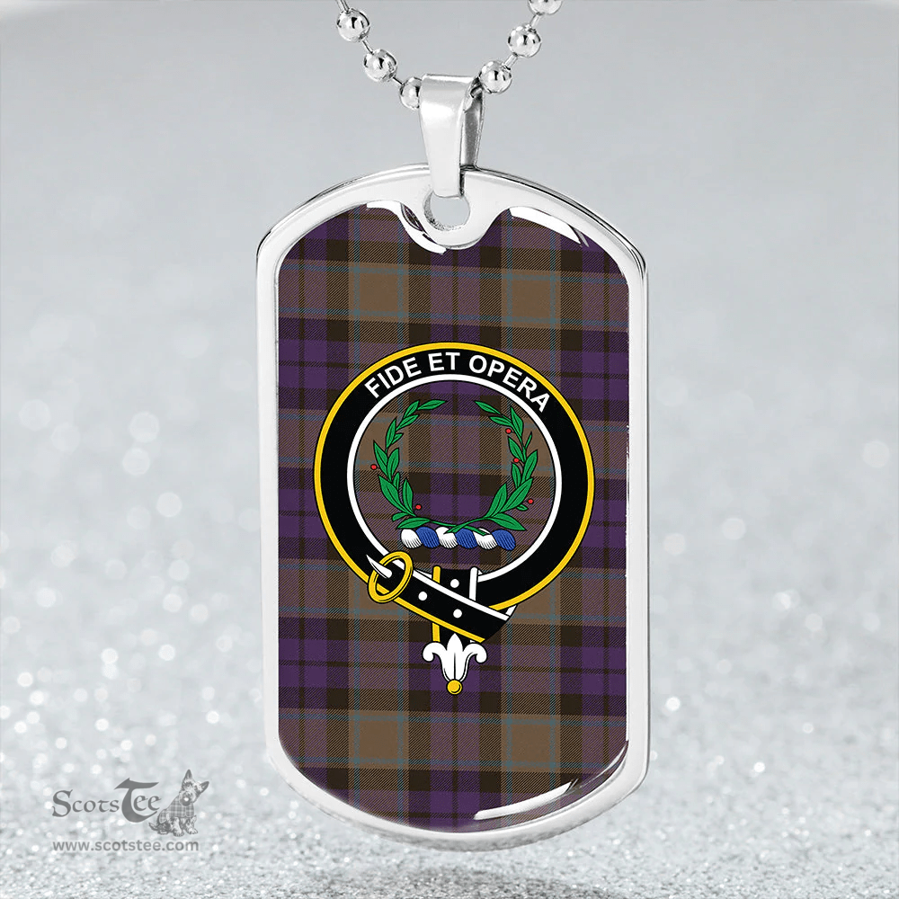 ScottishPlaid MacArthur of Milton Weathered Clan Tartan Dog Tag Necklace - Crest Classic Scottish Plaid Tartan Plaid