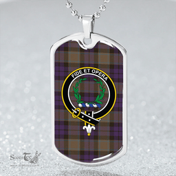 ScottishPlaid MacArthur of Milton Weathered Clan Tartan Dog Tag Necklace - Crest Classic Scottish Plaid Tartan Plaid