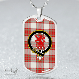 ScottishPlaid MacBrair Dress #2 Modern Clan Tartan Dog Tag Necklace - Crest Classic Scottish Plaid Tartan Plaid