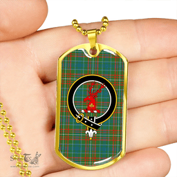 ScottishPlaid MacConnell Ancient Clan Tartan Dog Tag Necklace - Crest Classic Scottish Plaid Tartan Plaid