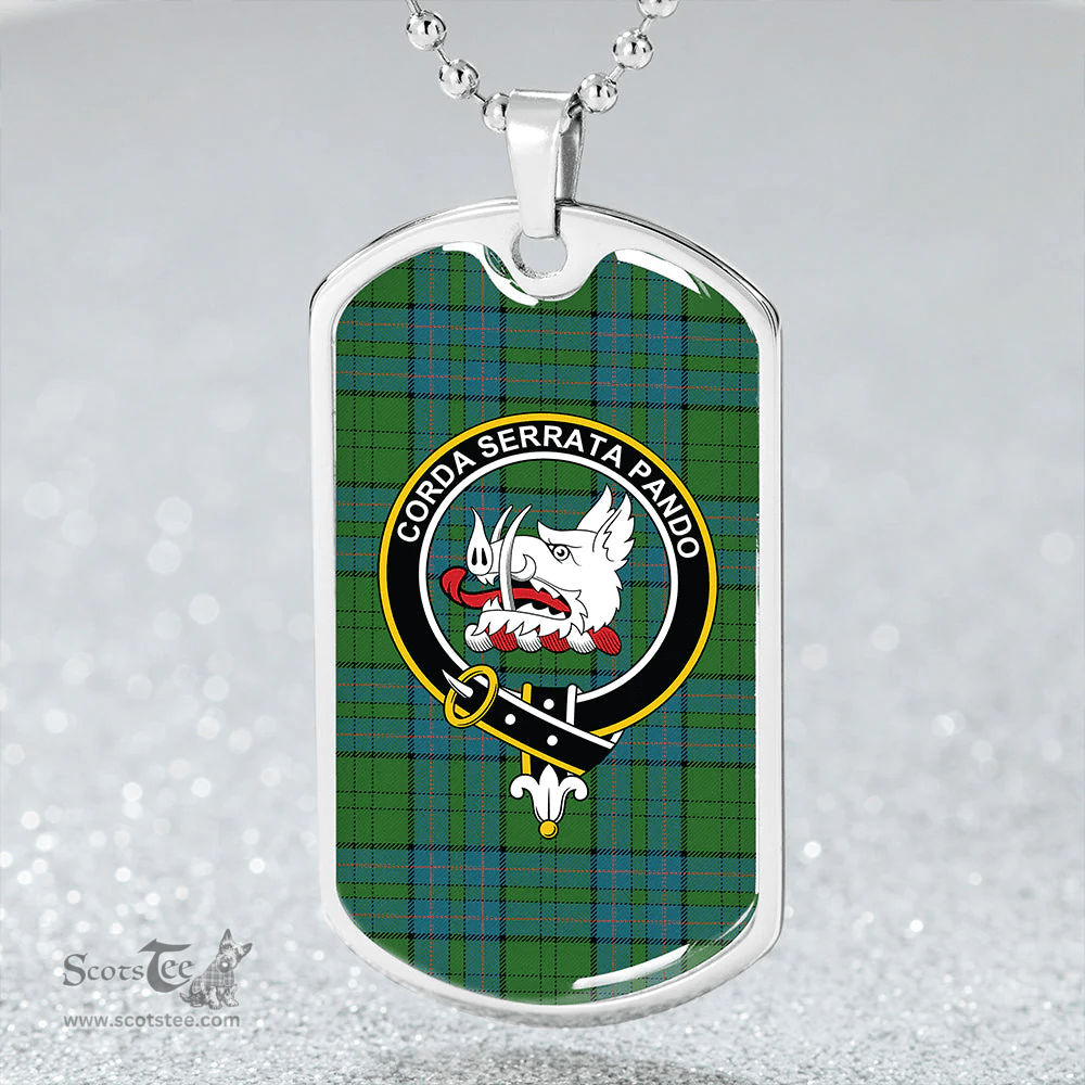 ScottishPlaid Lockhart Ancient Clan Tartan Dog Tag Necklace - Crest Classic Scottish Plaid Tartan Plaid