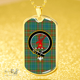 ScottishPlaid MacConnell Ancient Clan Tartan Dog Tag Necklace - Crest Classic Scottish Plaid Tartan Plaid