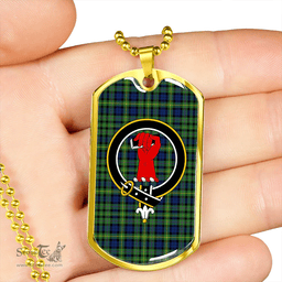 ScottishPlaid MacBride Modern Clan Tartan Dog Tag Necklace - Crest Classic Scottish Plaid Tartan Plaid