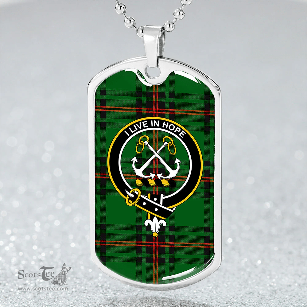 ScottishPlaid Kinnear Clan Tartan Dog Tag Necklace - Crest Classic Scottish Plaid Tartan Plaid