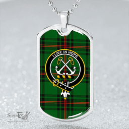 ScottishPlaid Kinnear Clan Tartan Dog Tag Necklace - Crest Classic Scottish Plaid Tartan Plaid