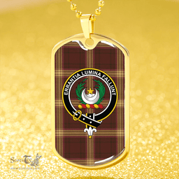 ScottishPlaid Kinnaird #2 Weathered Clan Tartan Dog Tag Necklace - Crest Classic Scottish Plaid Tartan Plaid