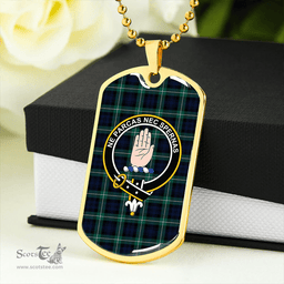 ScottishPlaid Lamont (MacLamont) Modern Clan Tartan Dog Tag Necklace - Crest Classic Scottish Plaid Tartan Plaid
