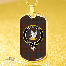 ScottishPlaid Lindsay #2 Weathered Clan Tartan Dog Tag Necklace - Crest Classic Scottish Plaid Tartan Plaid