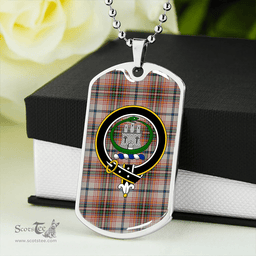 ScottishPlaid Innes Red Dress Modern Clan Tartan Dog Tag Necklace - Crest Classic Scottish Plaid Tartan Plaid