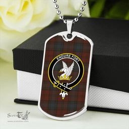 ScottishPlaid Lindsay #2 Weathered Clan Tartan Dog Tag Necklace - Crest Classic Scottish Plaid Tartan Plaid