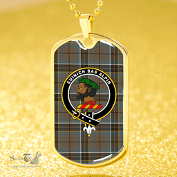 ScottishPlaid MacAlpine Weathered Clan Tartan Dog Tag Necklace - Crest Classic Scottish Plaid Tartan Plaid