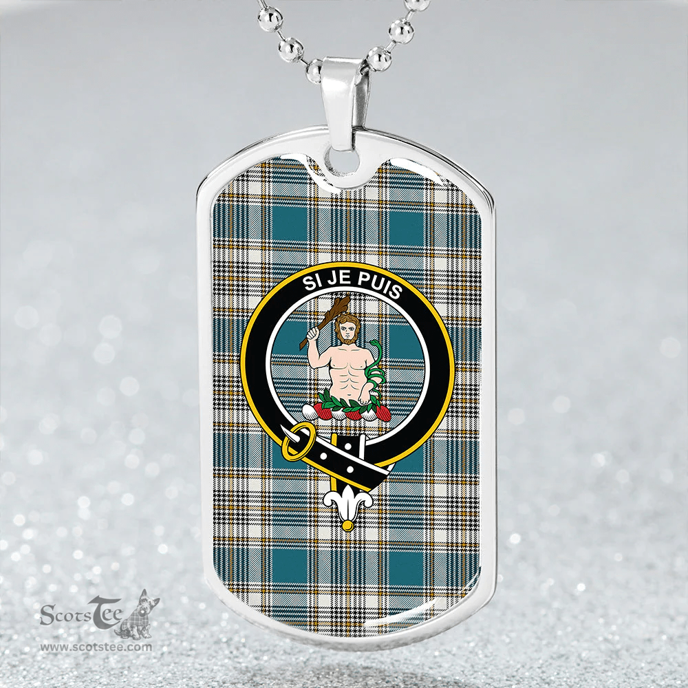 ScottishPlaid Livingstone Dress Ancient Clan Tartan Dog Tag Necklace - Crest Classic Scottish Plaid Tartan Plaid