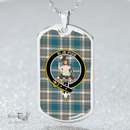ScottishPlaid Livingstone Dress Ancient Clan Tartan Dog Tag Necklace - Crest Classic Scottish Plaid Tartan Plaid