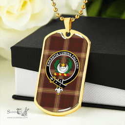 ScottishPlaid Kinnaird #2 Weathered Clan Tartan Dog Tag Necklace - Crest Classic Scottish Plaid Tartan Plaid