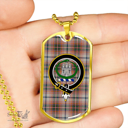 ScottishPlaid Innes Red Dress Modern Clan Tartan Dog Tag Necklace - Crest Classic Scottish Plaid Tartan Plaid