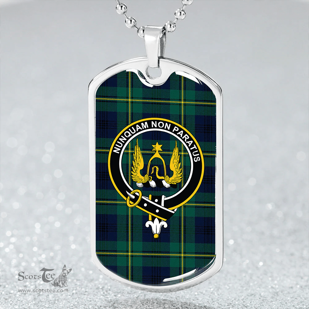 ScottishPlaid Johnstone Clans Originaux (Johnson Clans Originaux) Modern Clan Tartan Dog Tag Necklace - Crest Classic Scottish Plaid Tartan Plaid