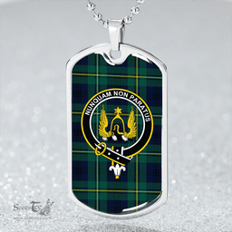 ScottishPlaid Johnstone Clans Originaux (Johnson Clans Originaux) Modern Clan Tartan Dog Tag Necklace - Crest Classic Scottish Plaid Tartan Plaid