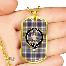 ScottishPlaid Livingstone Dress Weathered Clan Tartan Dog Tag Necklace - Crest Classic Scottish Plaid Tartan Plaid