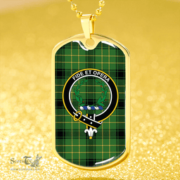 ScottishPlaid MacArthur 1815 #2 Ancient Clan Tartan Dog Tag Necklace - Crest Classic Scottish Plaid Tartan Plaid