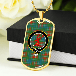 ScottishPlaid MacConnell Ancient Clan Tartan Dog Tag Necklace - Crest Classic Scottish Plaid Tartan Plaid