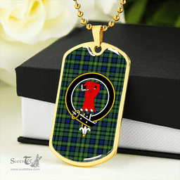ScottishPlaid MacBride Modern Clan Tartan Dog Tag Necklace - Crest Classic Scottish Plaid Tartan Plaid