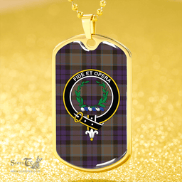 ScottishPlaid MacArthur of Milton Weathered Clan Tartan Dog Tag Necklace - Crest Classic Scottish Plaid Tartan Plaid