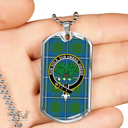 ScottishPlaid Irvine Ancient Clan Tartan Dog Tag Necklace - Crest Classic Scottish Plaid Tartan Plaid