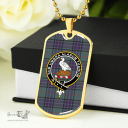 ScottishPlaid Lauder Weathered Clan Tartan Dog Tag Necklace - Crest Classic Scottish Plaid Tartan Plaid