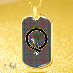 ScottishPlaid Laurie Weathered Clan Tartan Dog Tag Necklace - Crest Classic Scottish Plaid Tartan Plaid