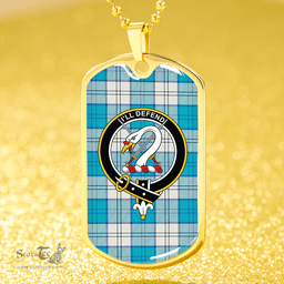 ScottishPlaid Lennox Dress Turquoise Clan Tartan Dog Tag Necklace - Crest Classic Scottish Plaid Tartan Plaid