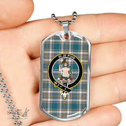 ScottishPlaid Livingstone Dress Ancient Clan Tartan Dog Tag Necklace - Crest Classic Scottish Plaid Tartan Plaid