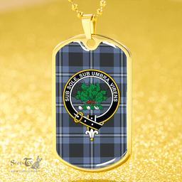 ScottishPlaid Irvine Weathered Clan Tartan Dog Tag Necklace - Crest Classic Scottish Plaid Tartan Plaid
