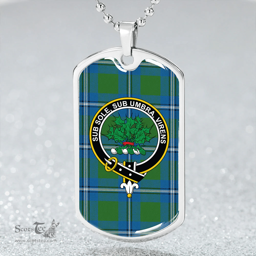 ScottishPlaid Irvine Ancient Clan Tartan Dog Tag Necklace - Crest Classic Scottish Plaid Tartan Plaid