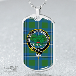 ScottishPlaid Irvine Ancient Clan Tartan Dog Tag Necklace - Crest Classic Scottish Plaid Tartan Plaid