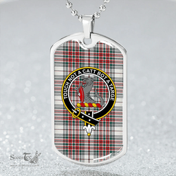 ScottishPlaid MacBean Dress (MacBain Dress) Modern Clan Tartan Dog Tag Necklace - Crest Classic Scottish Plaid Tartan Plaid