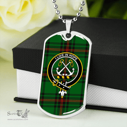 ScottishPlaid Kinnear Clan Tartan Dog Tag Necklace - Crest Classic Scottish Plaid Tartan Plaid