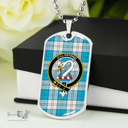 ScottishPlaid Lennox Dress Turquoise Clan Tartan Dog Tag Necklace - Crest Classic Scottish Plaid Tartan Plaid