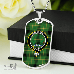 ScottishPlaid MacArthur 1815 #2 Ancient Clan Tartan Dog Tag Necklace - Crest Classic Scottish Plaid Tartan Plaid