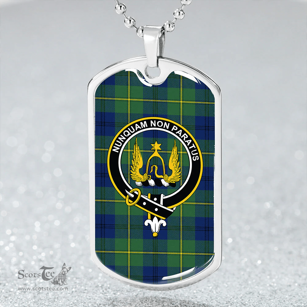 ScottishPlaid Johnstone (Johnson) Modern Clan Tartan Dog Tag Necklace - Crest Classic Scottish Plaid Tartan Plaid