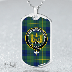 ScottishPlaid Johnstone (Johnson) Modern Clan Tartan Dog Tag Necklace - Crest Classic Scottish Plaid Tartan Plaid