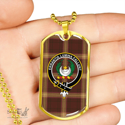 ScottishPlaid Kinnaird #2 Weathered Clan Tartan Dog Tag Necklace - Crest Classic Scottish Plaid Tartan Plaid