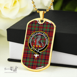 ScottishPlaid MacBean of Tomatin (MacBain of Tomatin) Modern Clan Tartan Dog Tag Necklace - Crest Classic Scottish Plaid Tartan Plaid